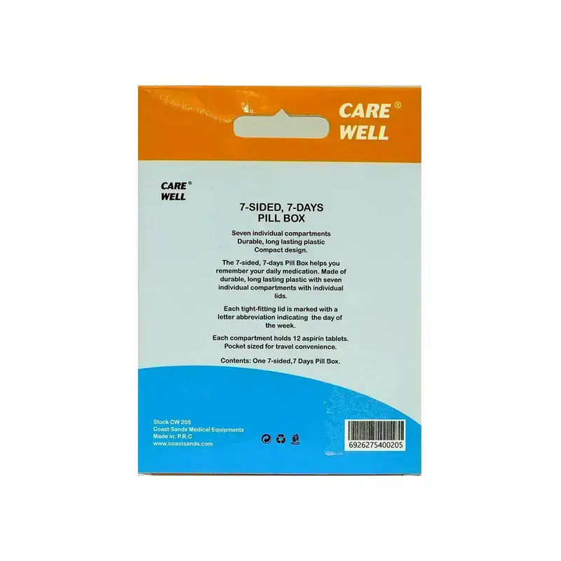 Care Well 7 Sided, 7 Days Pill Box CW 205