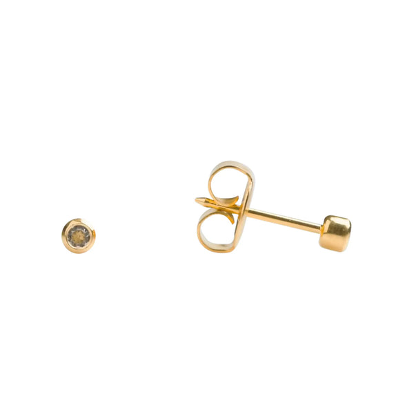 Studex 18K Gold Bezel April Crystal Earrings 2 mm